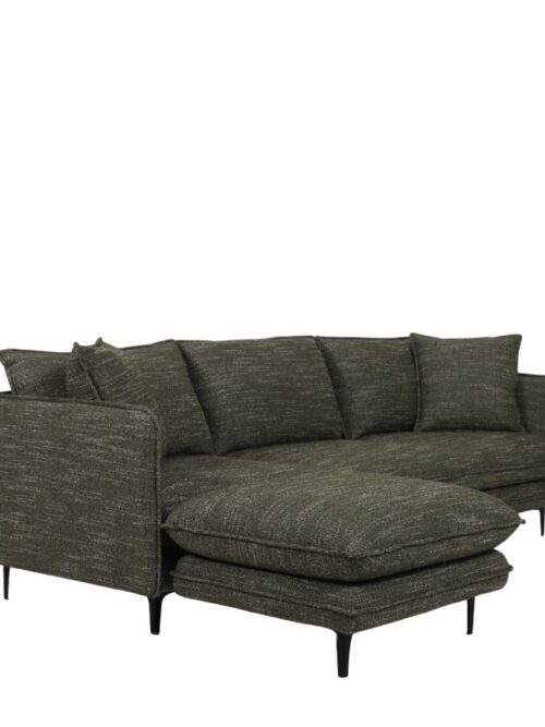 Canapé angle tissu chiné vert Modène Athezza — tissu polyester chiné vert, méridienne amovible
