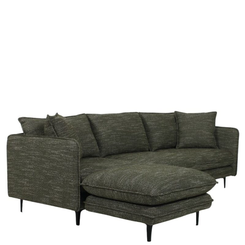 Canapé angle tissu chiné vert Modène Athezza — tissu polyester chiné vert, méridienne amovible