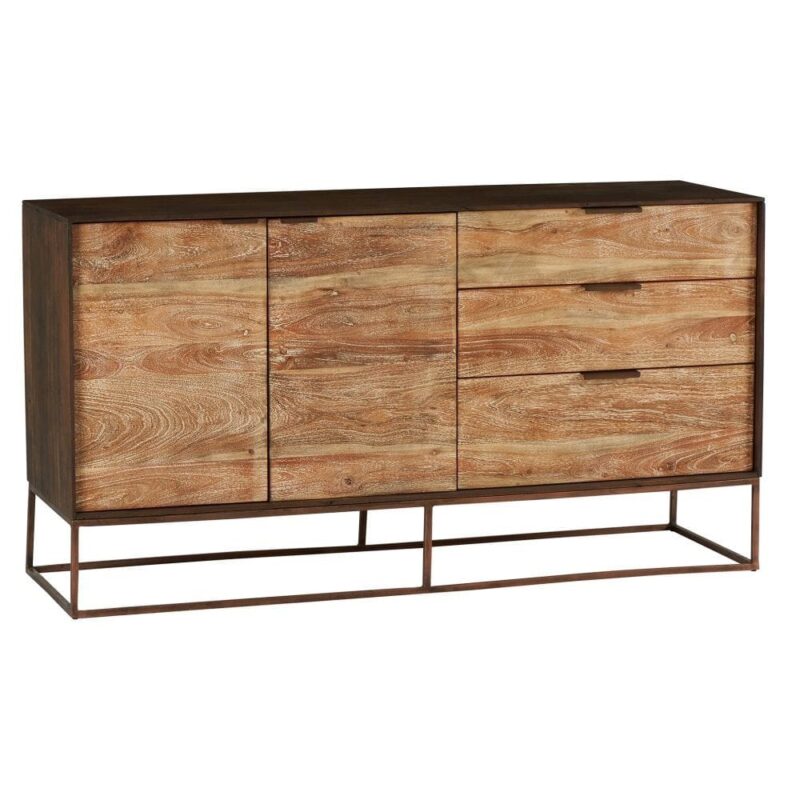 Buffet manguier bois naturel Athezza — 2 portes, 3 tiroirs, collection Agra