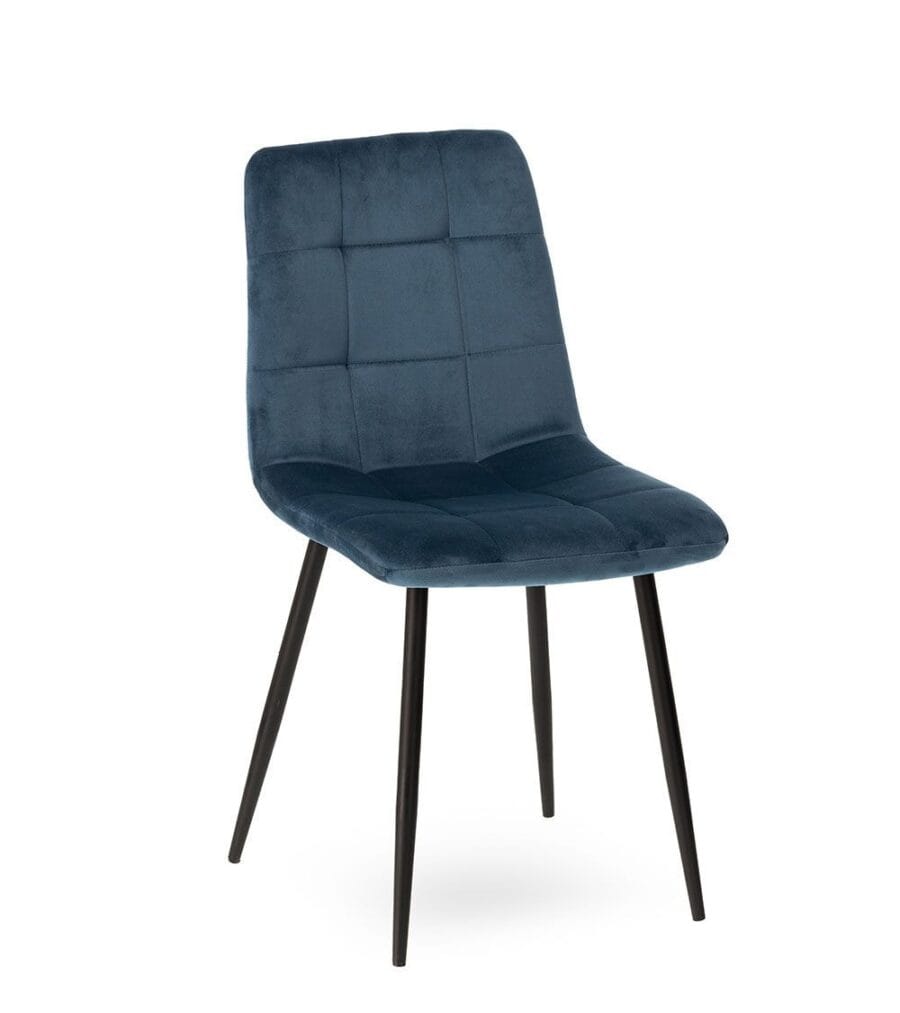 Chaise Manta Velours Bleu Nuit Athezza