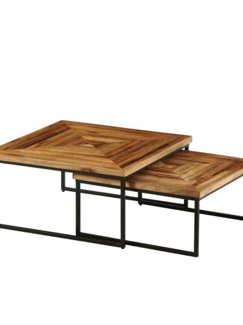 Table Basse Teck Métal Laqué Quadro — Athezza