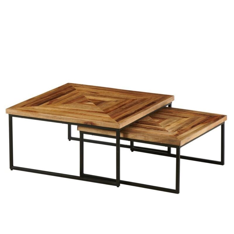 Table Basse Teck Métal Laqué Quadro — Athezza