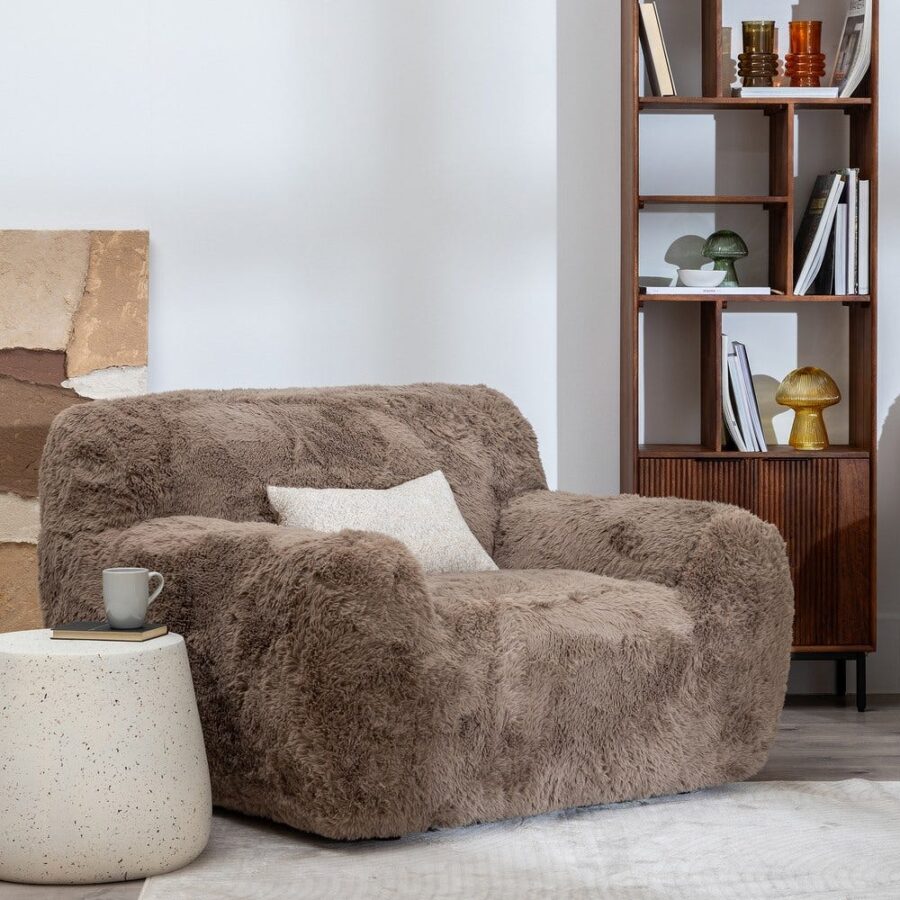 Fauteuil cocooning fourrure marron – Ultra moelleux et design - Lino Ixia