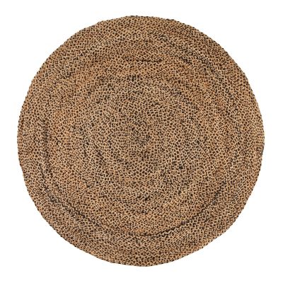 Tapis de salon rond Elliot jute Carbone 160 cm