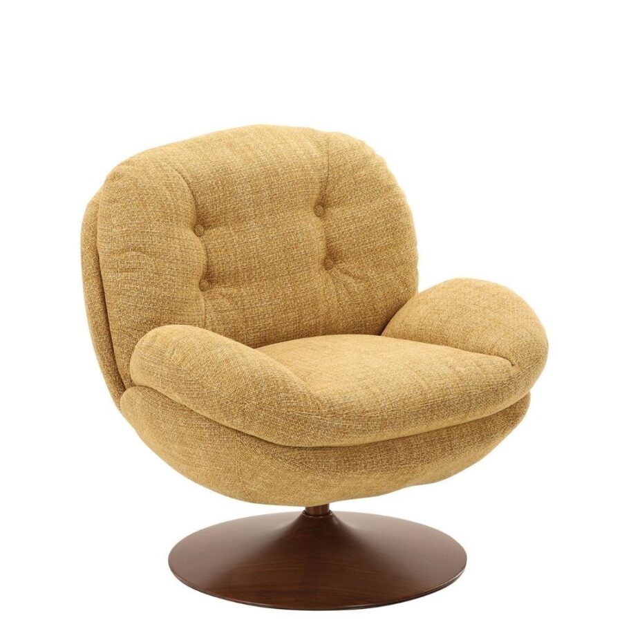 Fauteuil Memento Moutarde Pied Walnut Athezza