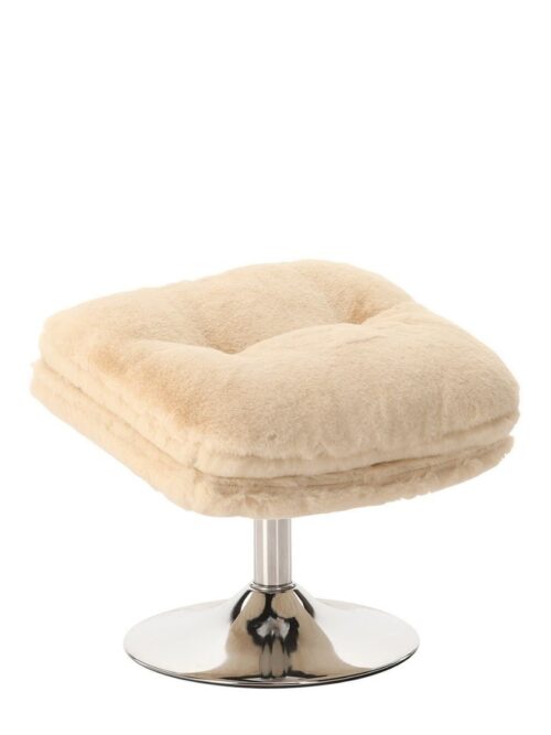 Repose-pied Memento fausse fourrure blanc Athezza — polyester blanc, structure métal