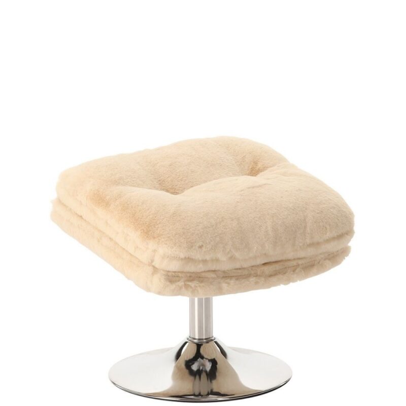 Repose-pied Memento fausse fourrure blanc Athezza — polyester blanc, structure métal