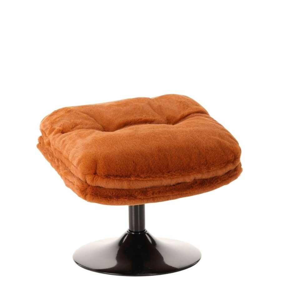 Repose-pied Memento fausse fourrure orange Athezza — polyester orange brûlé, structure métal