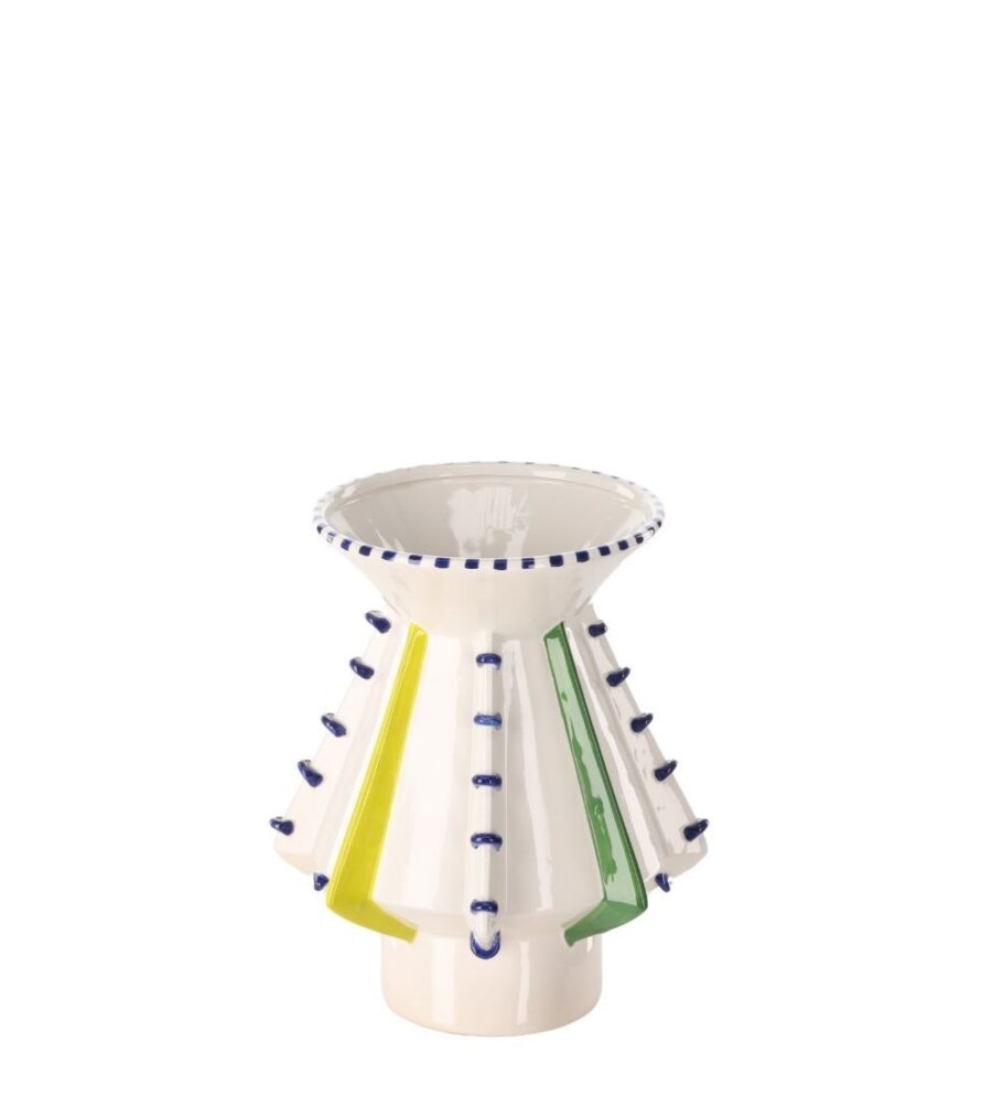 Vase Décoratif Laguna Jaune Vert Céramique Athezza