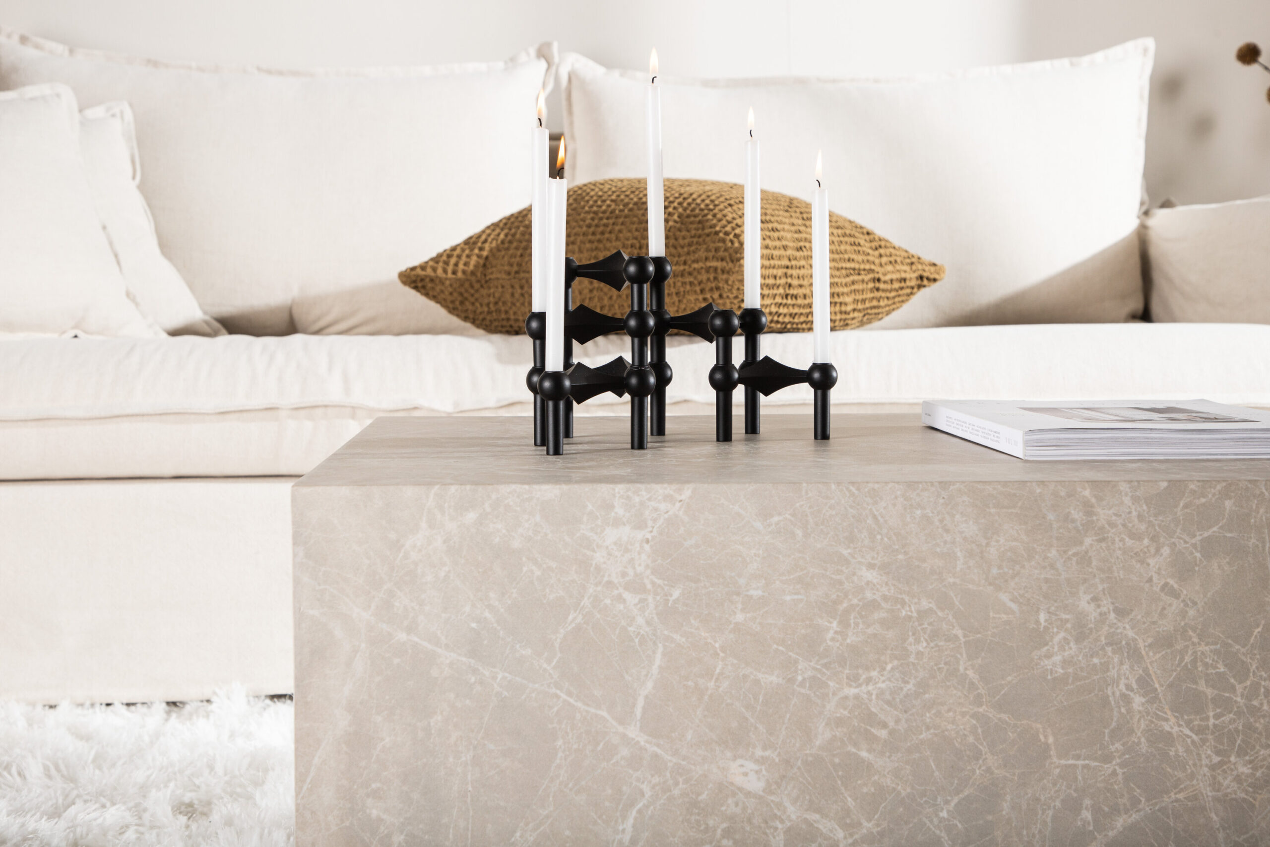 Table basse York basse - Beige / Aspect marbre – Image 2