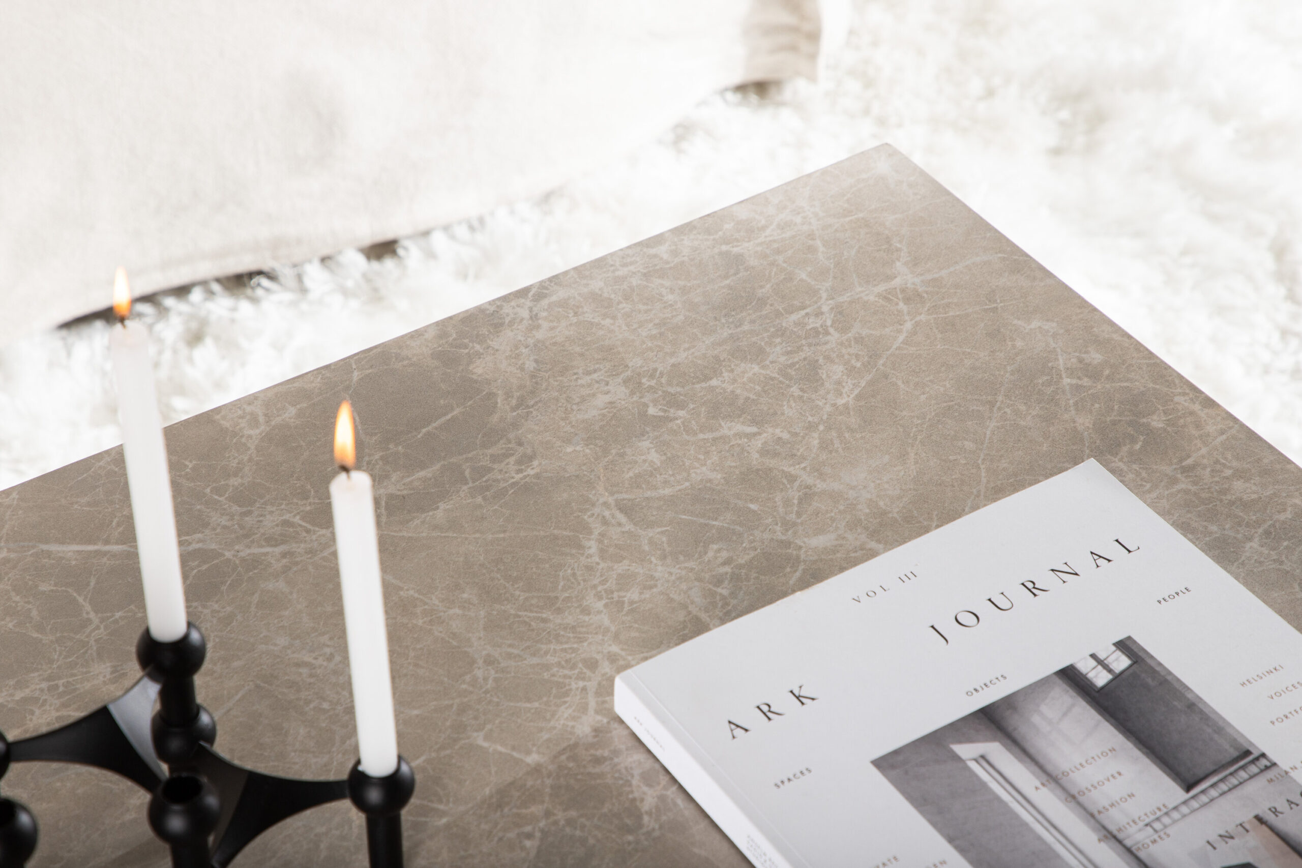 Table basse York basse - Beige / Aspect marbre – Image 3