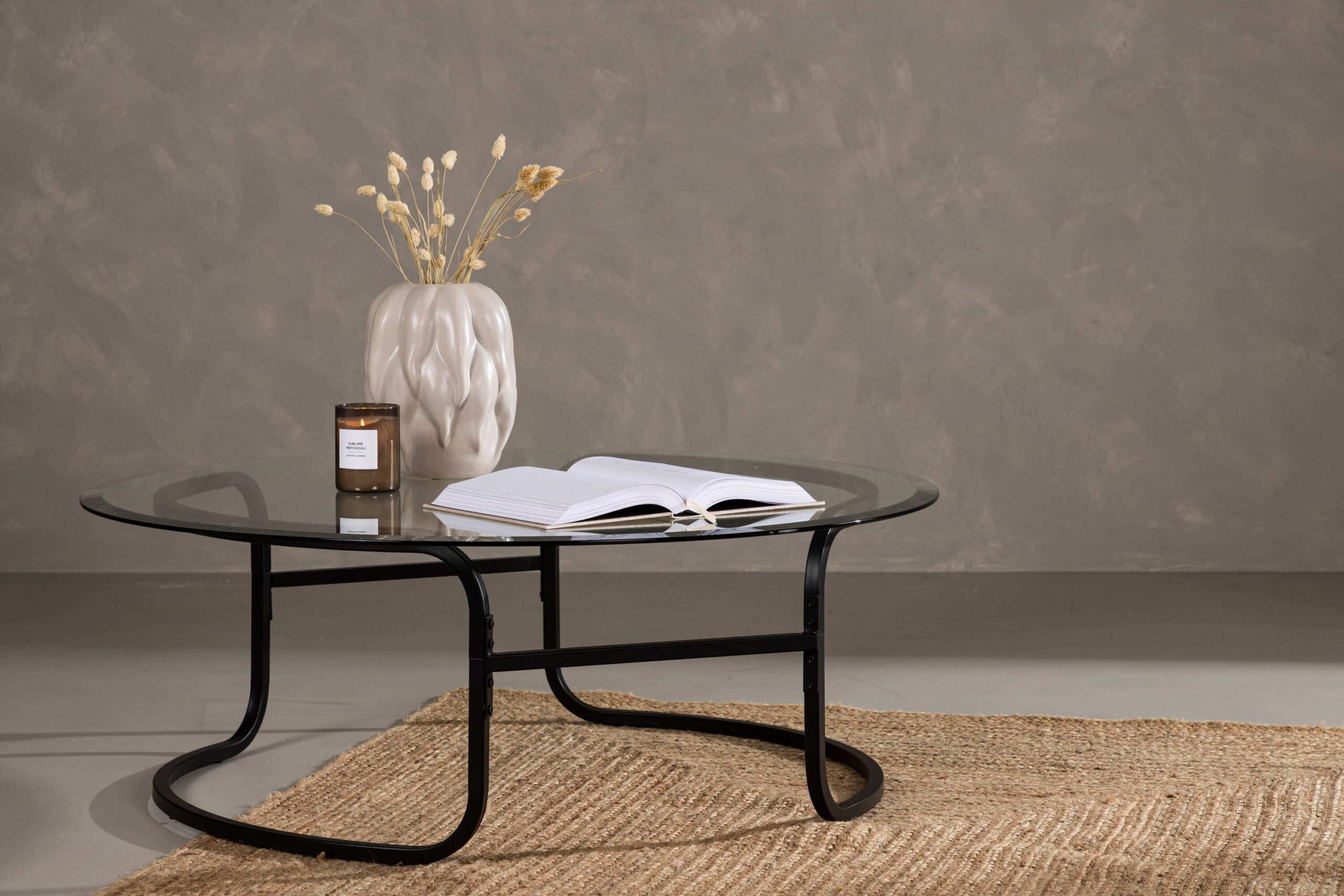 Table basse Lomma - Noir / Verre transparent