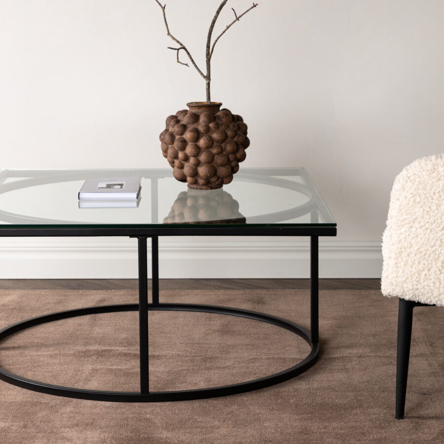 Table basse Skanör - Noir / Verre transparent