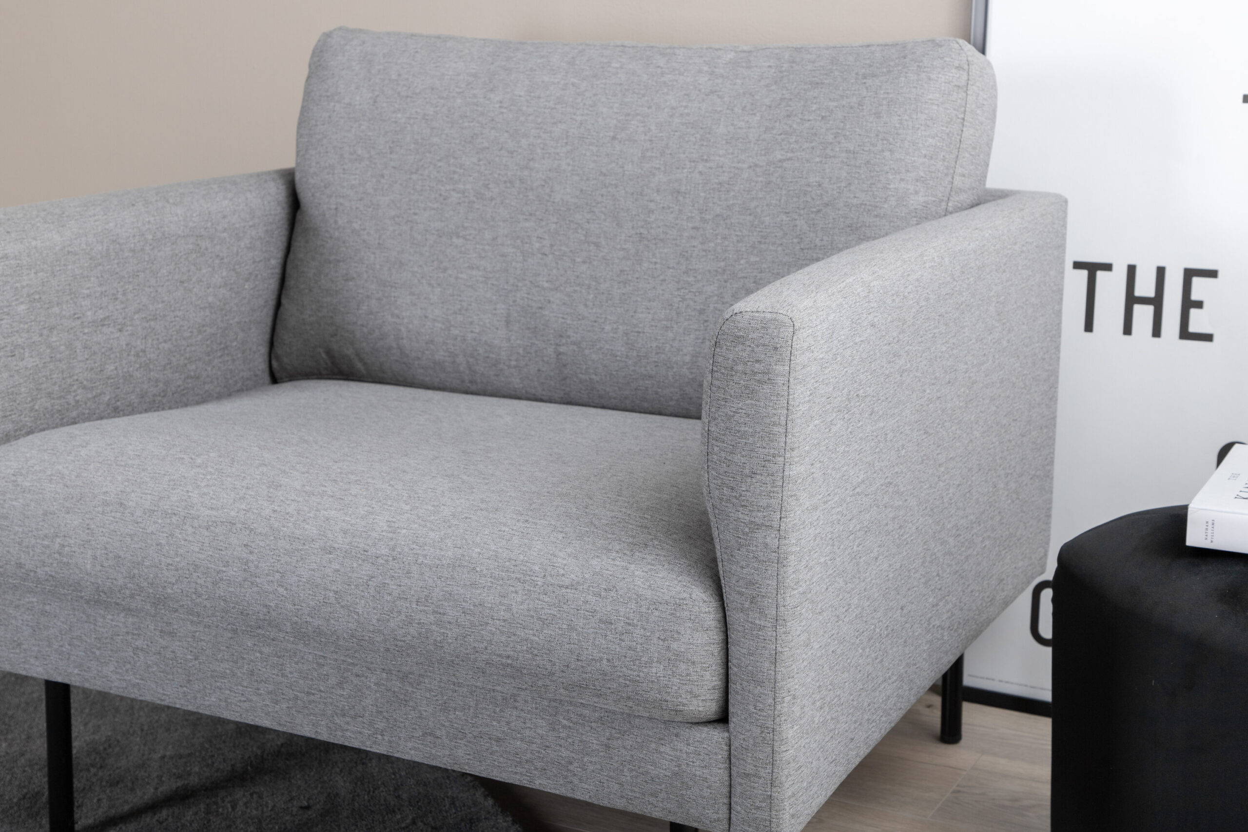 Fauteuil Zoom - Tissu gris acier et pieds noirs – Image 3