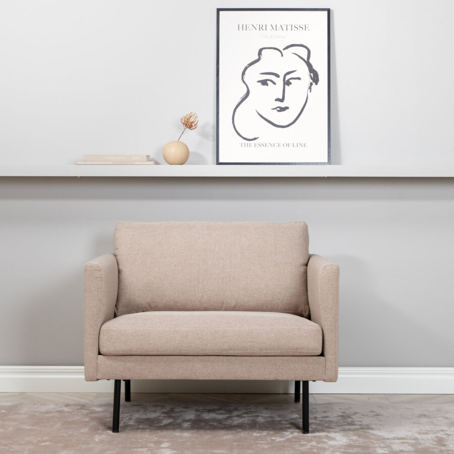 Fauteuil Zoom - Tissu marron et pieds noirs