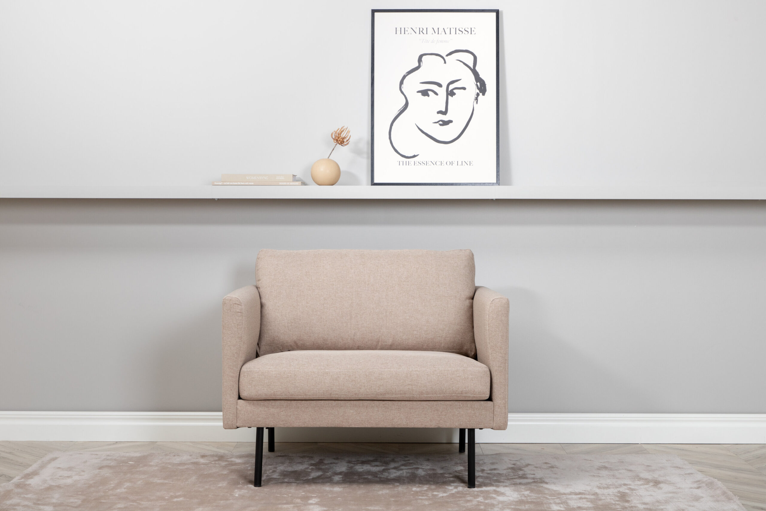 Fauteuil Zoom - Tissu marron et pieds noirs