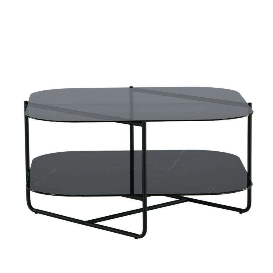 Table basse Un-Line - Noir / Verre fumé / Marbre