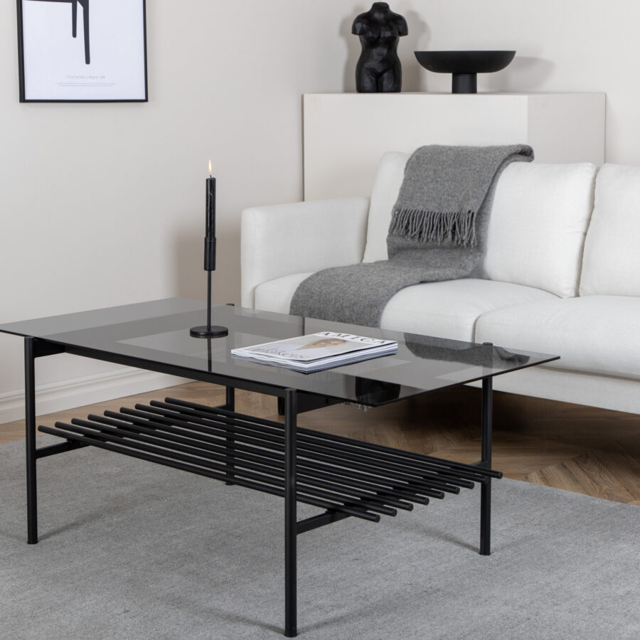 Table basse Von Staf - Noir / Verre fumé noir