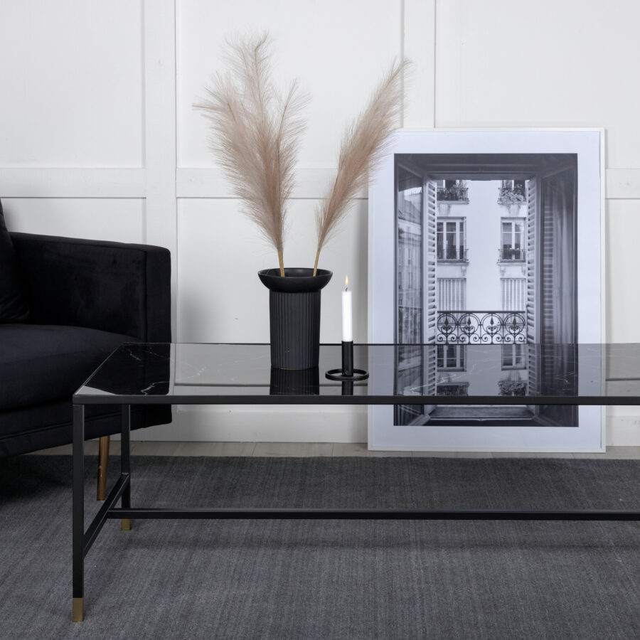 Table basse Dipp - 130x60 cm - Noir / Laiton