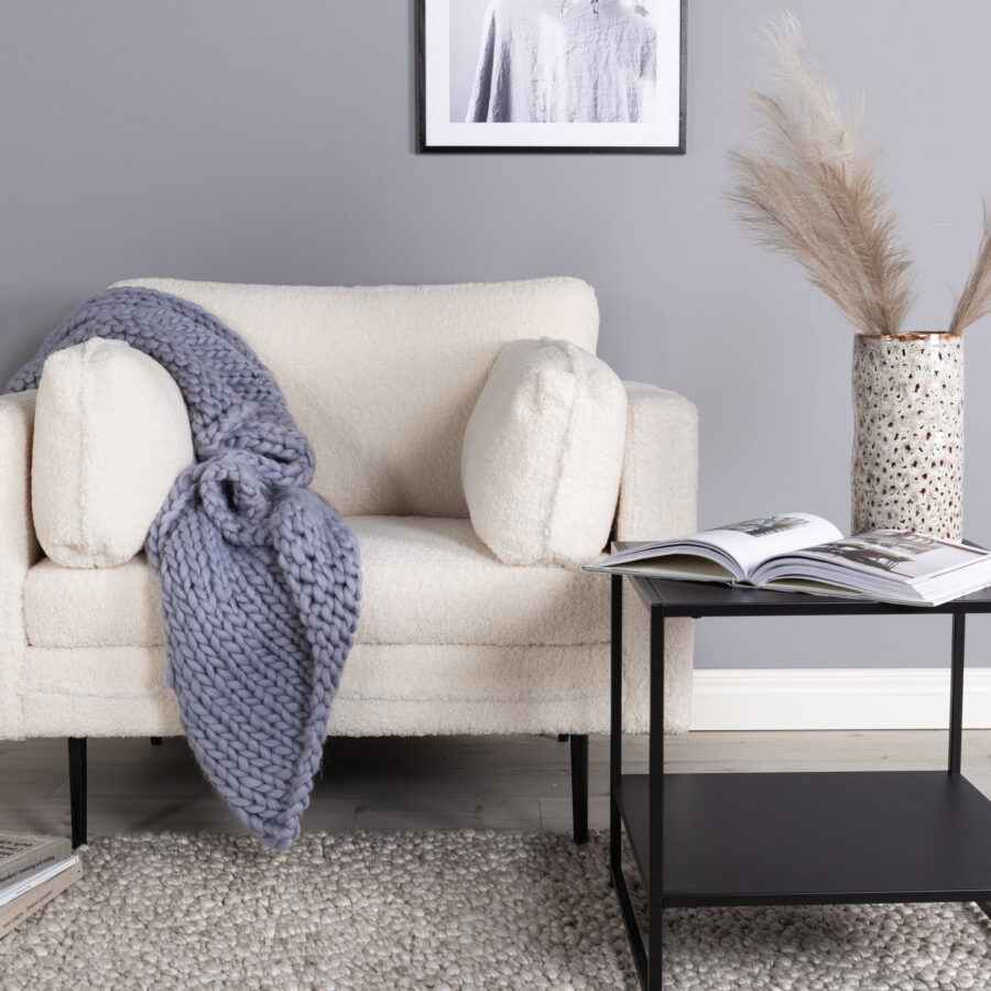 Fauteuil Boom - Tissu bouclé blanc