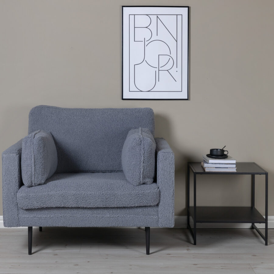 Fauteuil Boom - Tissu bouclé gris foncé