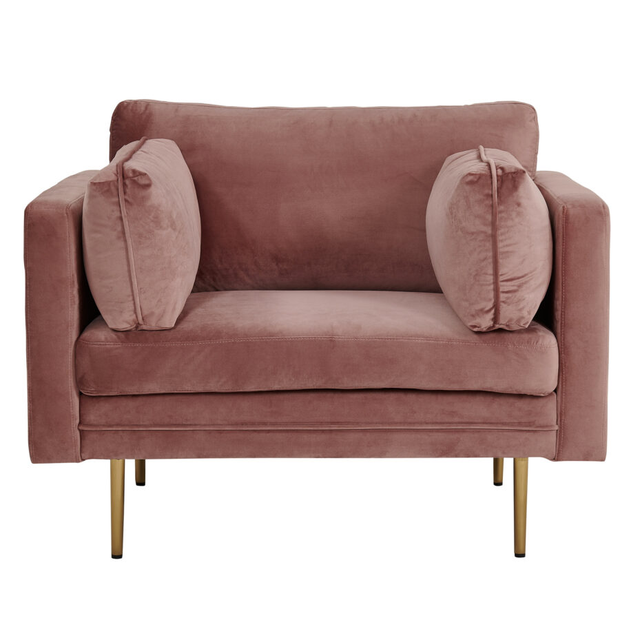 Fauteuil Boom - Velours rose poudré