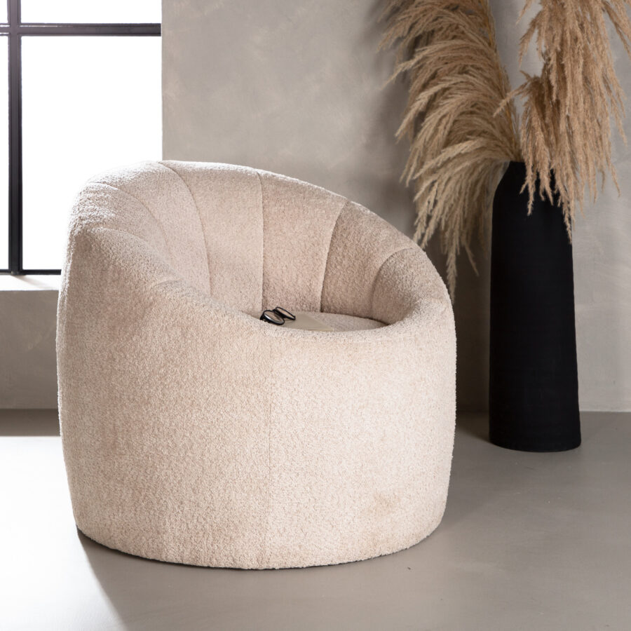 Fauteuil Warren - Tissu beige bouclé