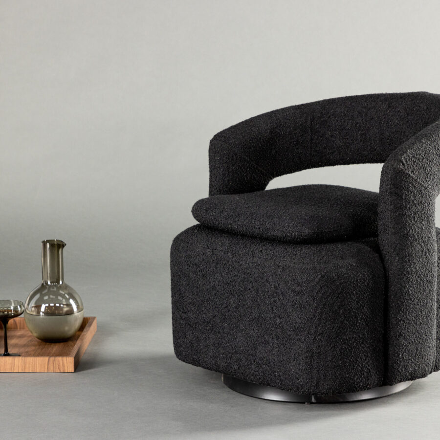 Fauteuil Laurel - Tissu noir bouclé