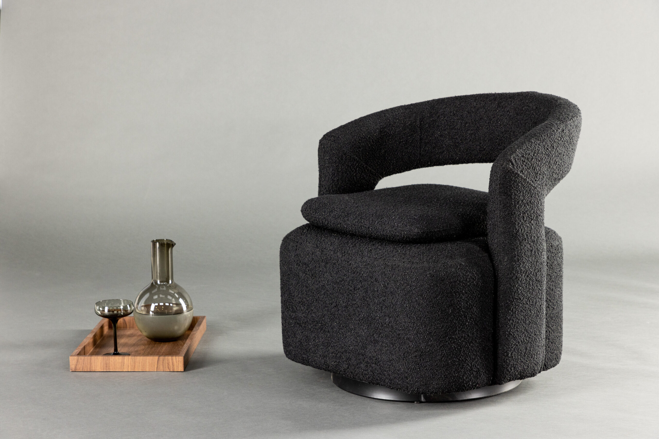 Fauteuil Laurel - Tissu noir bouclé