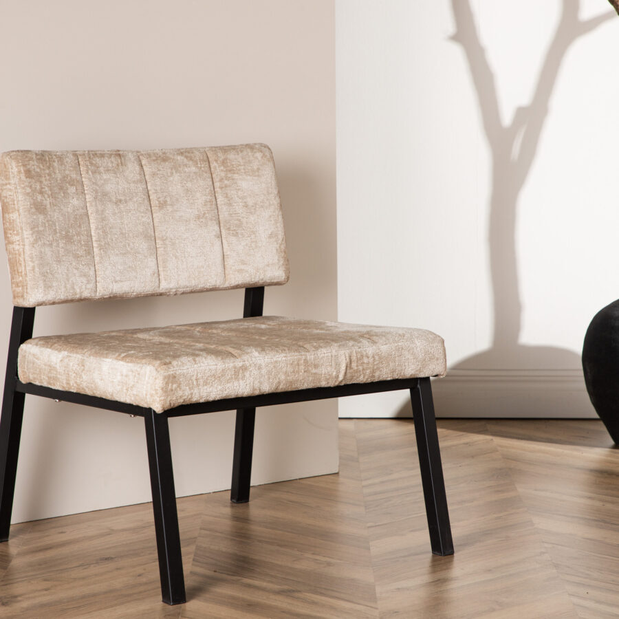 Lot de 2 Fauteuils Monett – Velours beige et structure noire