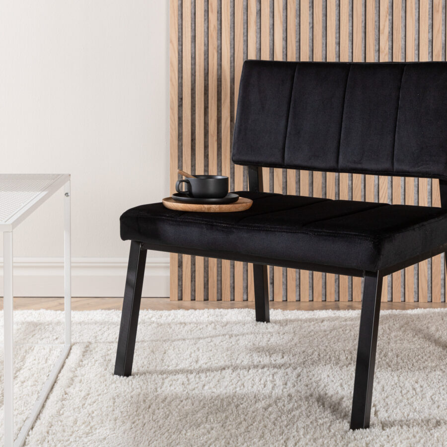 Lot de 2 Fauteuils Monett – Velours noir et structure noire