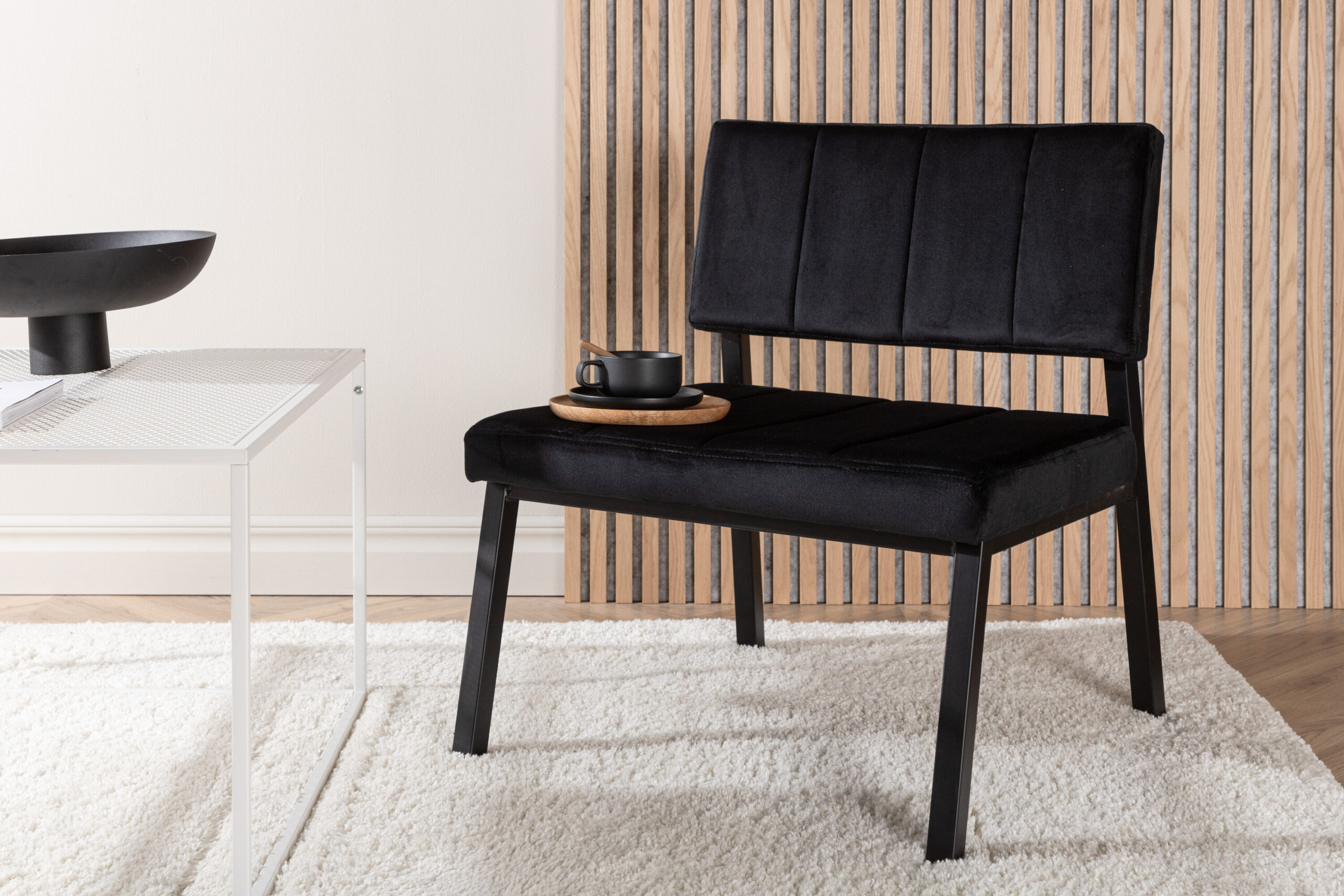 Lot de 2 Fauteuils Monett – Velours noir et structure noire