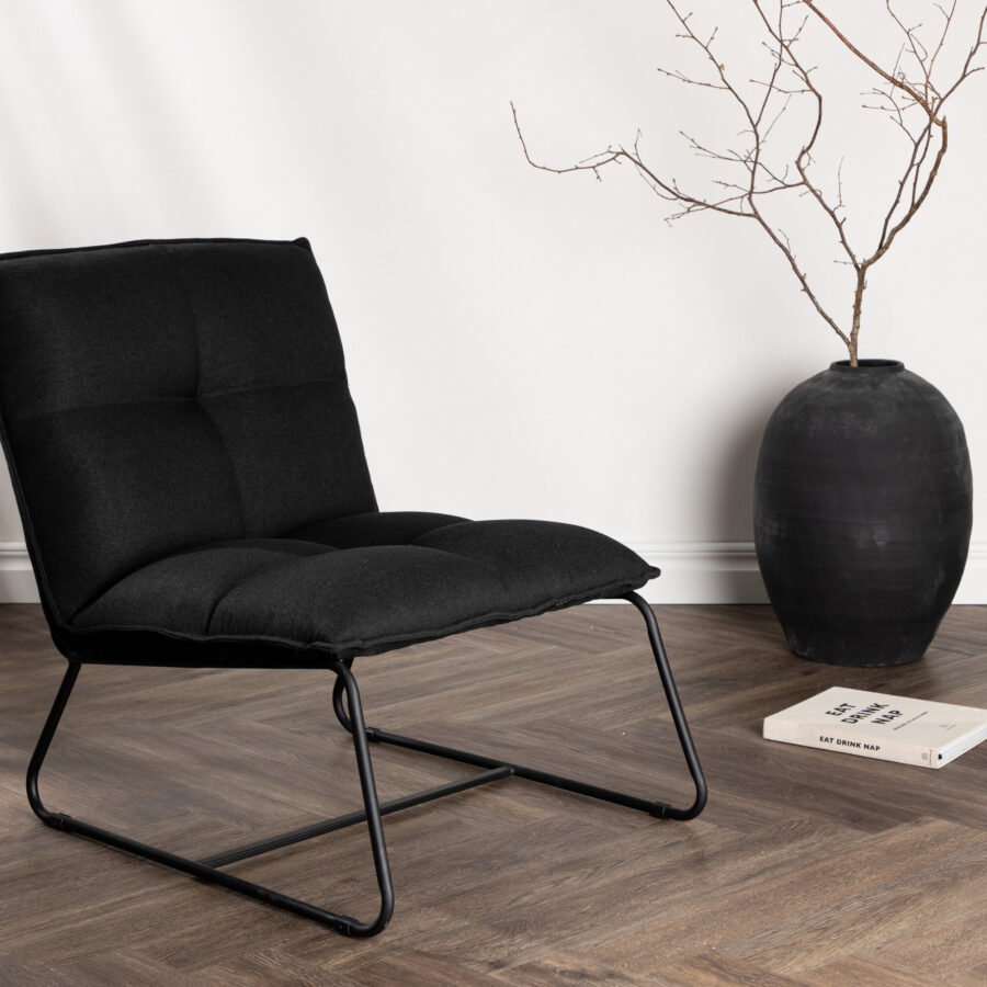 Fauteuil Madison – Tissu noir et structure noire