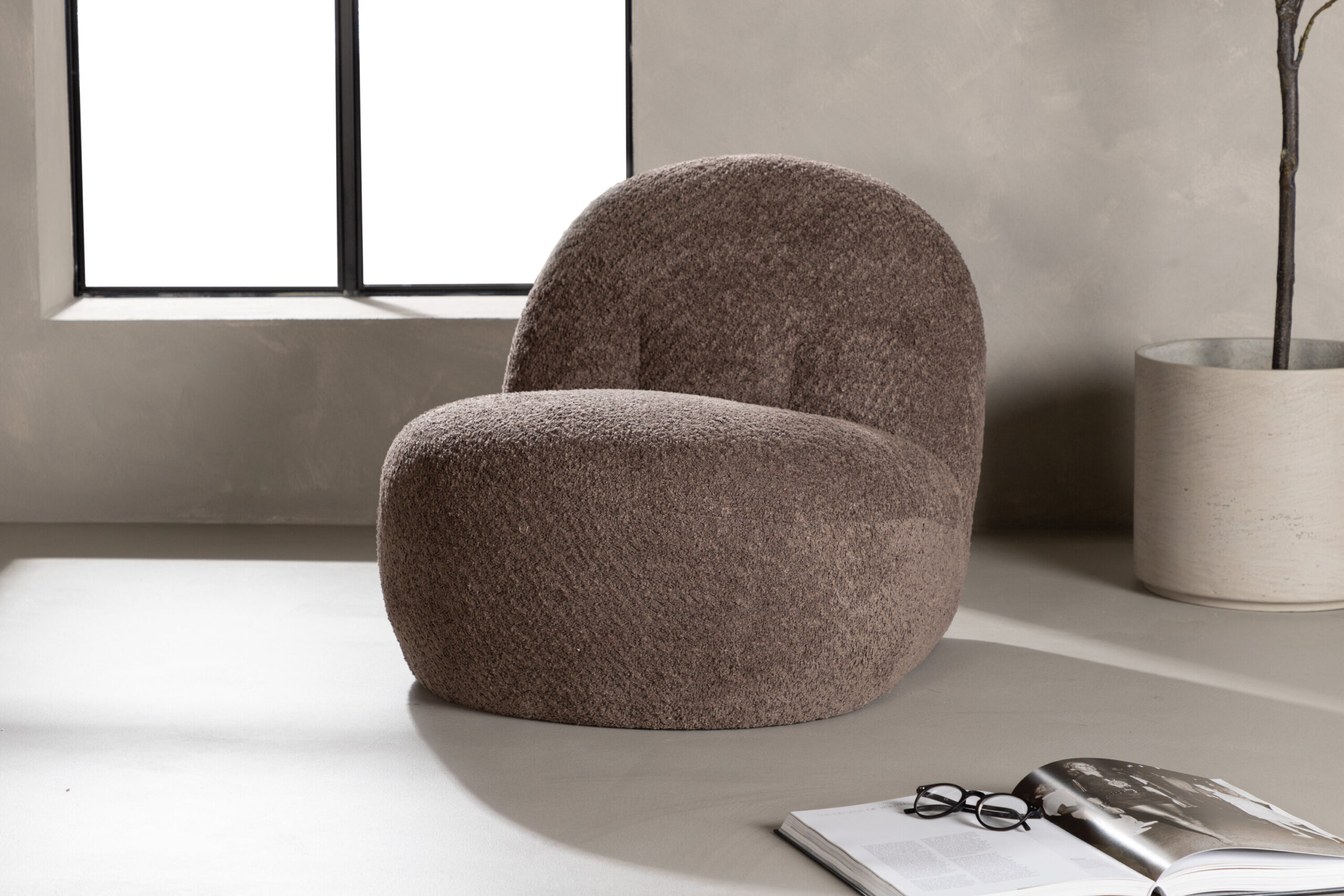 Fauteuil Omaha – Tissu bouclé gris