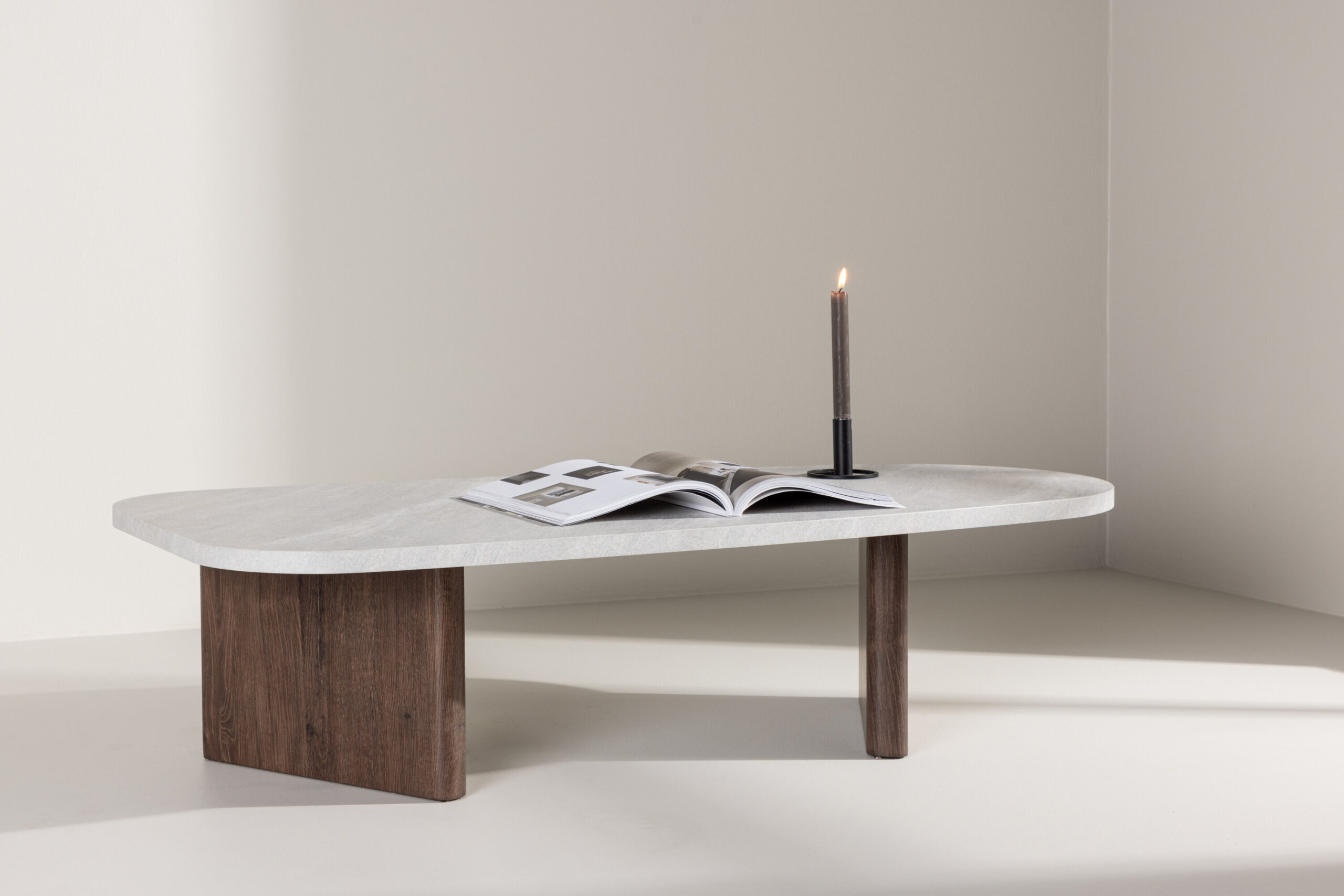 Table basse Grönvik - 130x65 cm - Moka / Aspect béton