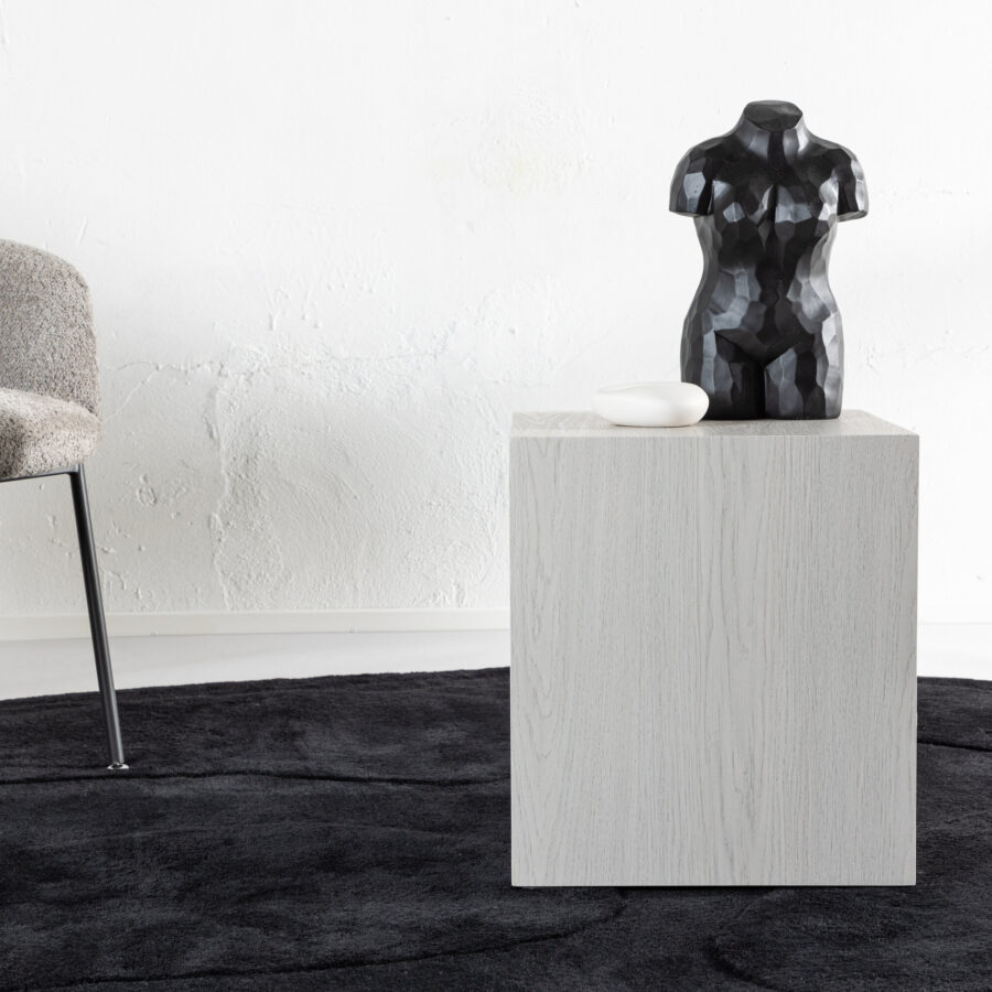 Table basse York haute - Bois blanchi /  blanc