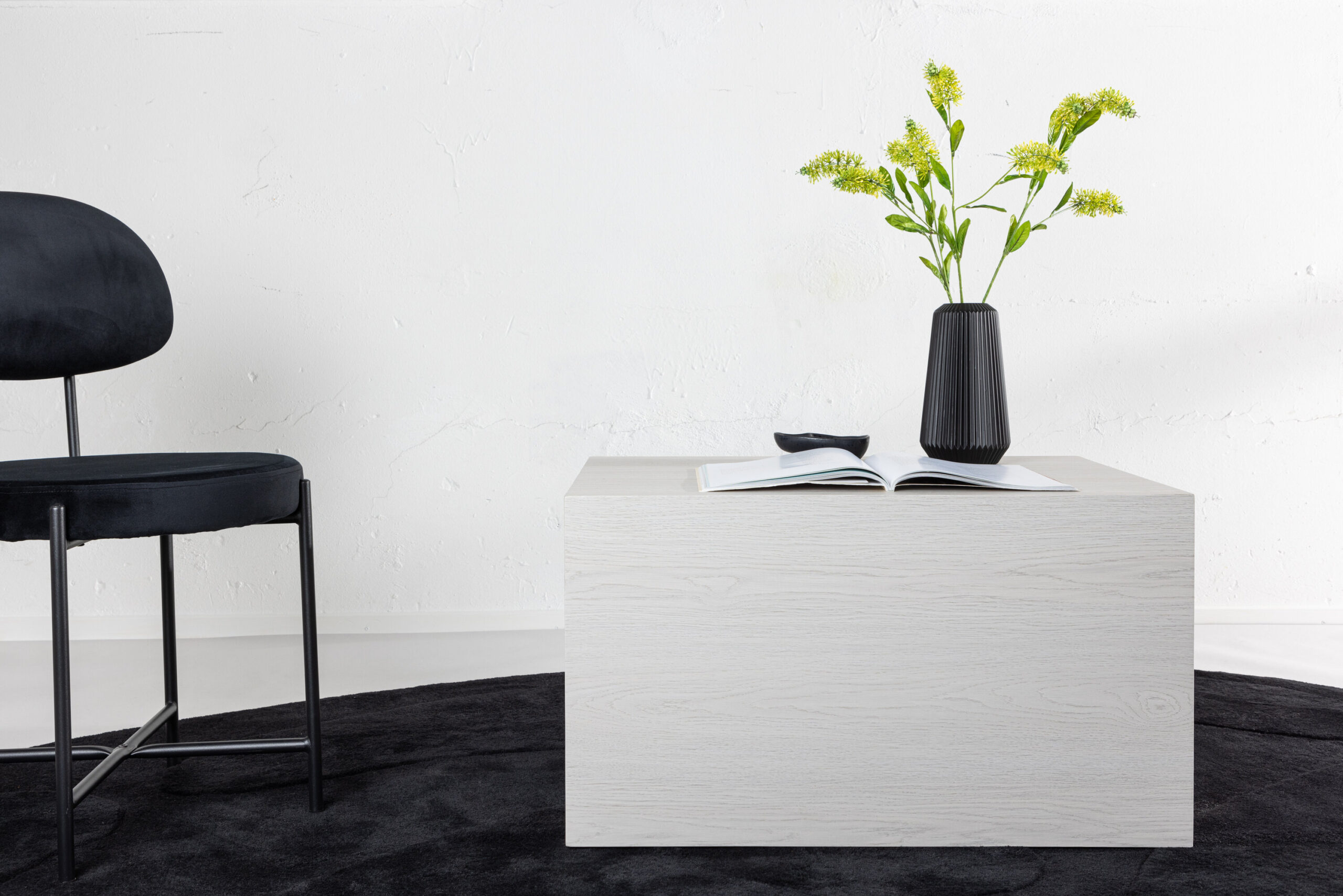 Table basse York basse - Bois blanchi / blanc