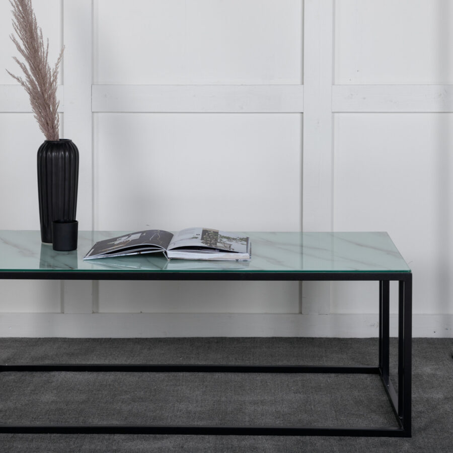 Table basse Rock 2.0 - Noir / Marbre verre - 120x60x45 cm
