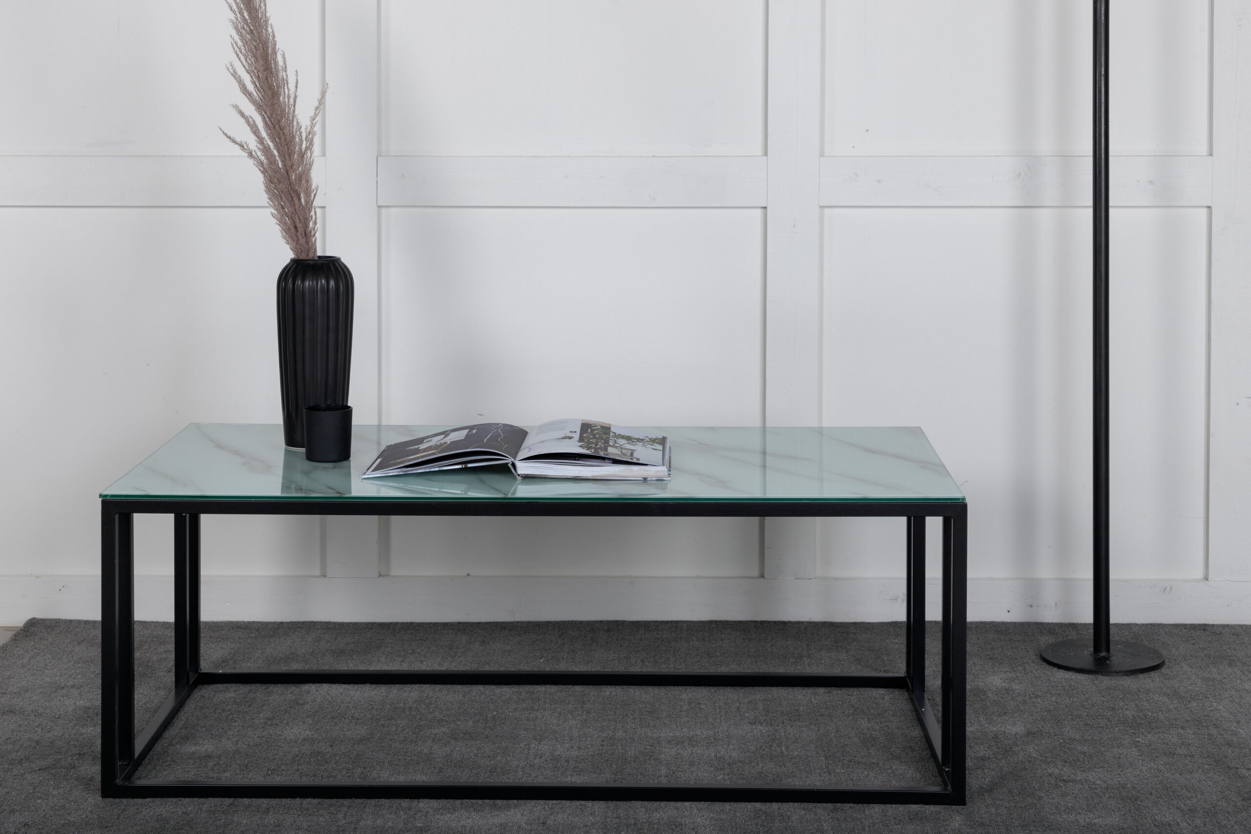 Table basse Rock 2.0 - Noir / Marbre verre - 120x60x45 cm