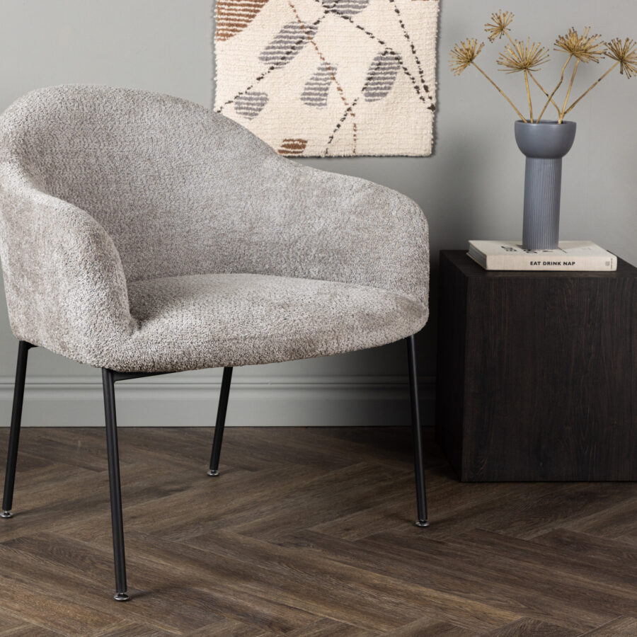 Fauteuil Catania - Tissu gris clair bouclé