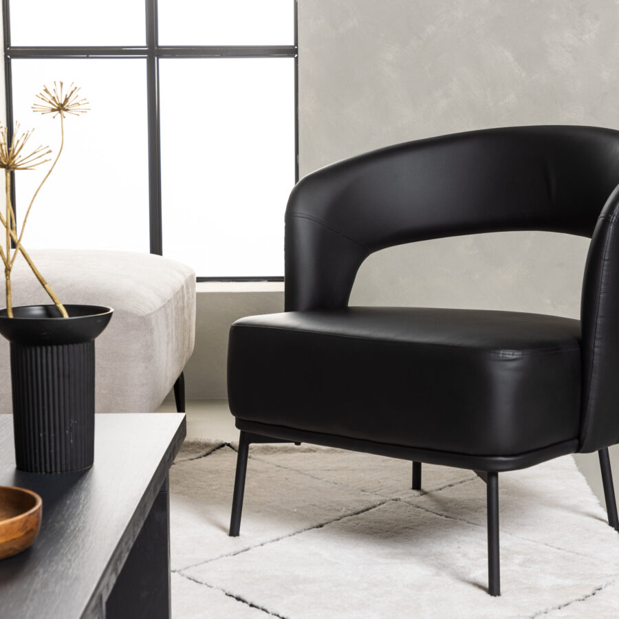 Fauteuil Mundo - Simili cuir noir