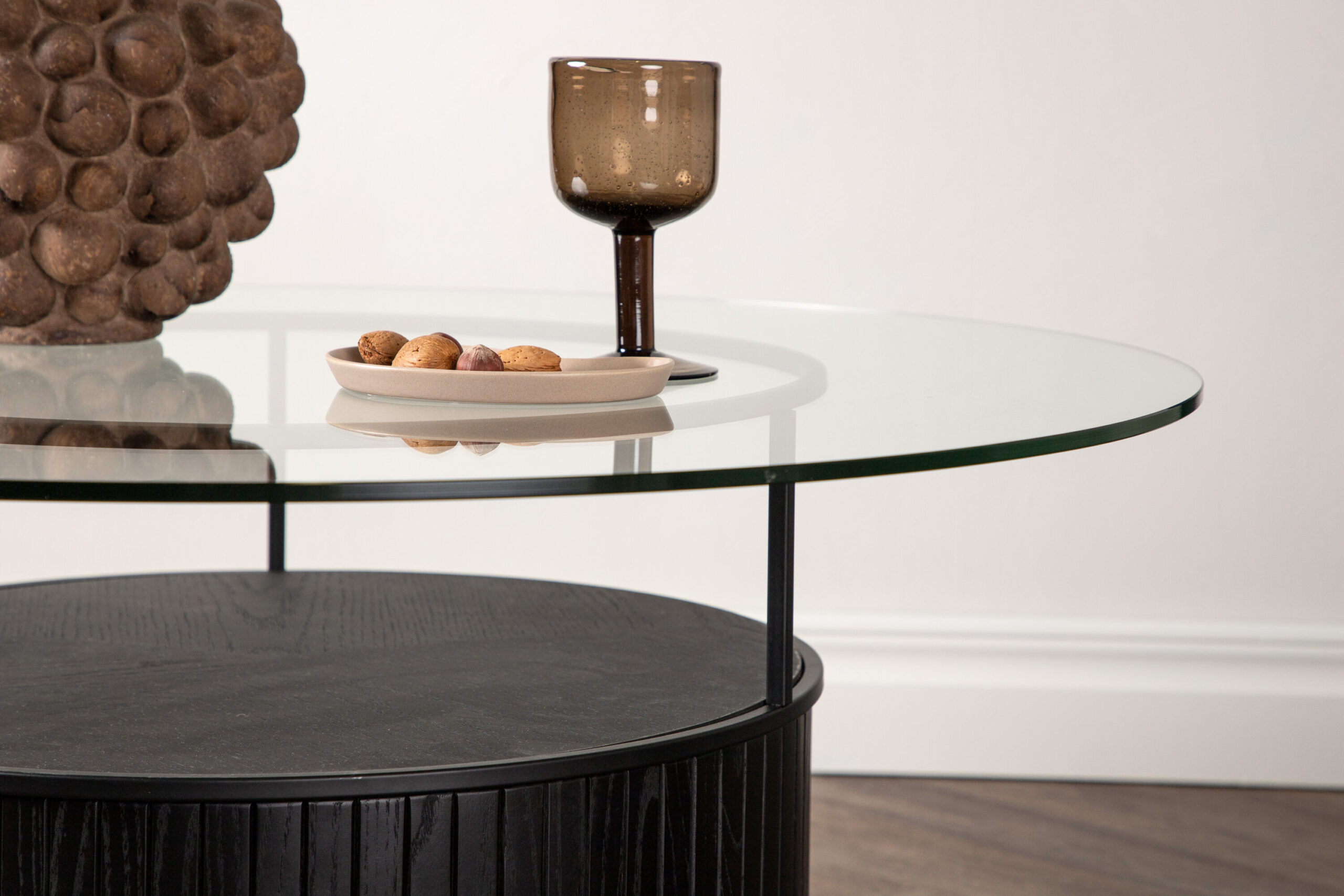 Table basse Bovall - Noir / Verre transparent - ΓΈ90 cm β Image 3