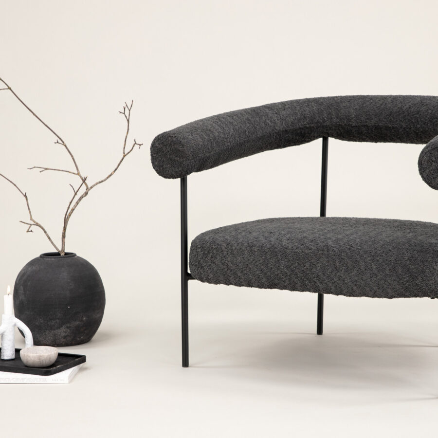 Fauteuil Hökåsen x Josefin Lustig - Tissu bouclé gris foncé