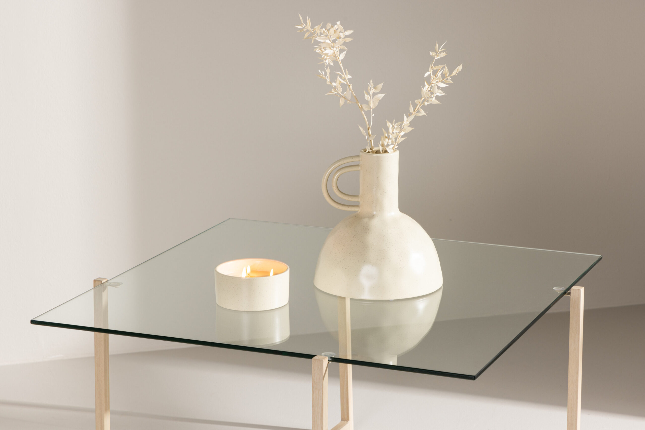 Table basse Hybrid - 80x80 cm - Verre / Naturel – Image 2