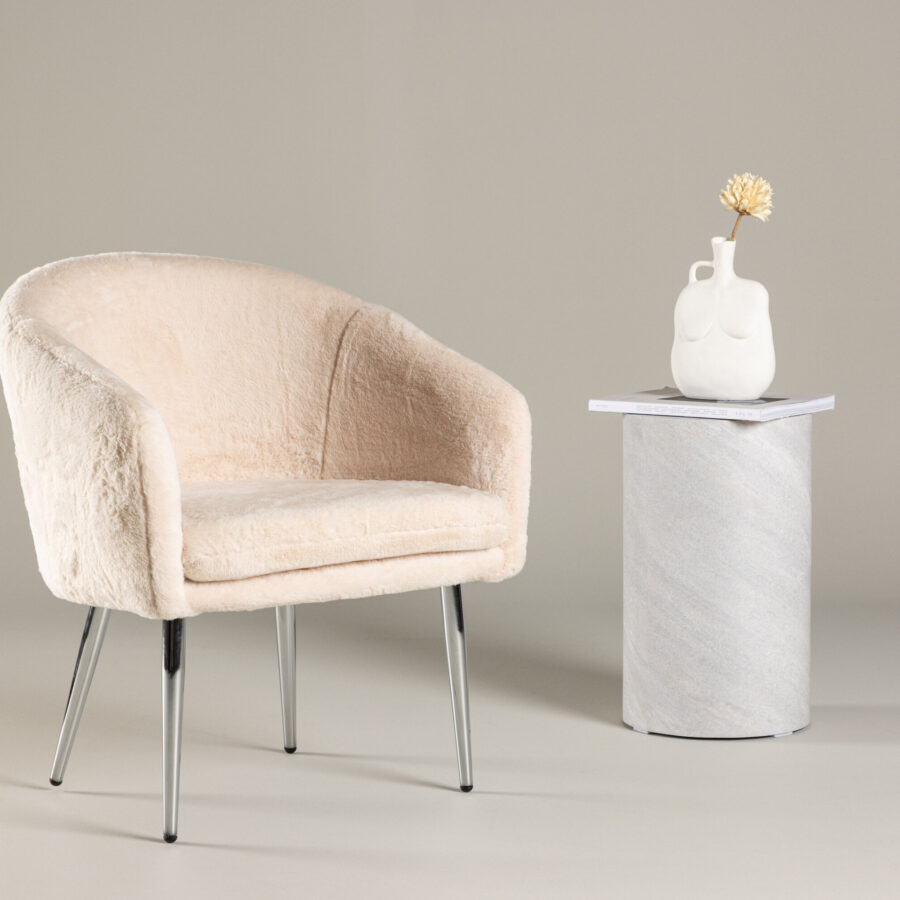 Fauteuil Wanda - Fausse fourrure beige