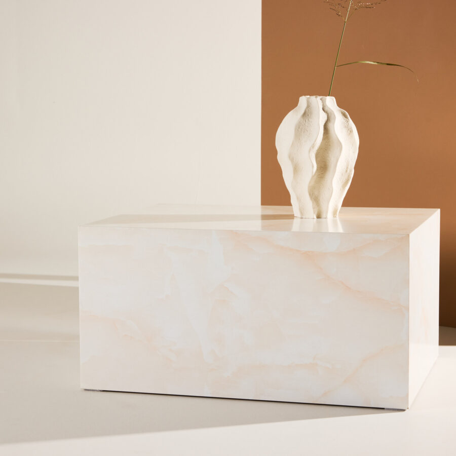 Table basse York - Jaune clair / Aspect marbre