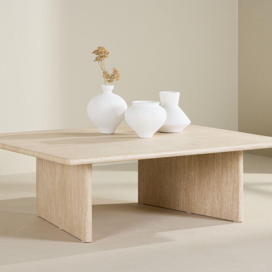 Table basse Skagen - 100x120 cm - Aspect travertin