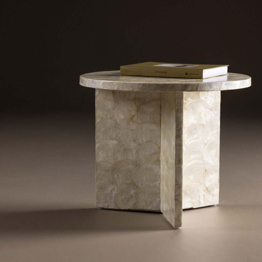 Table basse Smögen - ø40 cm - Capiz / Naturel