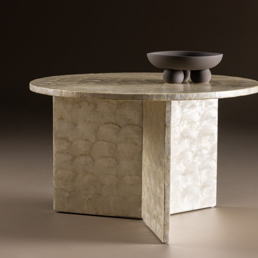Table basse Smögen - ø70 cm - Capiz / Naturel