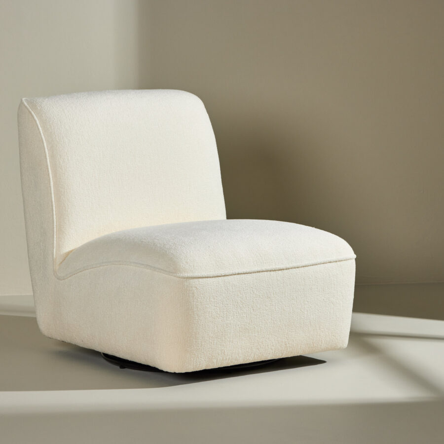 Fauteuil lounge My – Tissu bouclé blanc